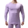 Herr termiska underkläder 2st män set fast färg varm sömnkläder kit tunn långärmad avslappnad tshirt toppbottnar för hösten 19i