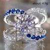 Anneaux de mariage romantique bleu cristal zircon bague de fiançailles conception croisée mode luxe femmes fête bijoux goutte