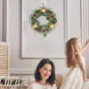 Decorative Flowers Christmas Wreath Decoration Handcrafted With Pine Leaves Cones And White Roses For Door Hanging