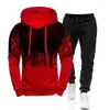 Men's Tracksuits 2023 Hooded Splash Ink Printing Fashion Trendy Sweater Long-sleeved Fleece Sports Suit