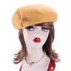 Bérets Lawliet UNIQUE NOMNES LOOD BERET avec Pin Ladies Hiver Hat A565