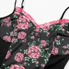 Abiti casual Flower Summer Women Halter Girl Rose Print Pizzo Patchwork Sling Abito sexy Donna 2023