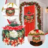 Decorative Flowers Modern Christmas Decorations Window Props 2023 Red Flower Iron Ring Wreath Wooden Sign Home Decoration