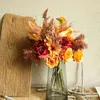 装飾的な花ローズchrysanthemum hydrangeaのコンビネーションブーケdiy人工ホームウェディング装飾秋の装飾