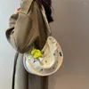 أكياس مسائية 2023 Winter Women Nylon Counte Bag Highty Quality Soft Flace Cute Handbag Flower Flower Printed Multi Pocket Messenger