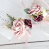 Decoratieve bloemen kunstmatige corsage polsbloem bruiloft accessoires voor bruidegom bruidegomsmen bruidsmeisjes drop