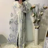 Etnische kleding Midden Wepbel Flower Borduurde East Fashion Women's Abaya Mesh Floral Cardigan Robe Women Long Open Jurk