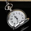 Pocket horloges Romeinse cijfer witte/zwarte dial pools glad kwarts retro ketting hanger cadeau fob horloge