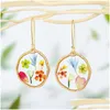 Party Favor Ups Retro Trend Transparent Resin Natural Dry Flower Earrings Diy Drip Glue Eternal Hook Female Jewelry Drop Delivery Ho Dh57R