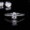 Кластерные кольца Moissanite Кольцо 1 Овальный ярко -бриллиантовый обручальный обручальный