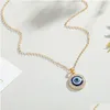 Party voorstander van ups sieraden Turkse oog ketting Dot Diamond ronde blauwe hanger buitenlandse handels trui ketting drop levering home tuin fe dhlam