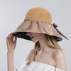 Szerokie brzegowe czapki Summer przeciwsłoneczny Kapelusz przeciwsłoneczny duży rękawowy składany słomek damski damska wycieczka wakacyjna chłodna plaża