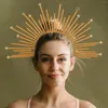 Bandanas Headbandheadpiece Goddessgold Costume Hair Mary Halloween Spiked Women Headdress Bandqueen Wedding Greek Cosplay Bridal Star Sun