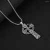 Anhänger Halsketten Retro Vintage Edelstahl Keltischer Knoten Christliches Kreuz Religiöse Halskette mit Kette