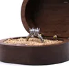 Smycken påsar grossist trä dubbel ring bärare låda bröllop engagemang hållare fall gynna gåva