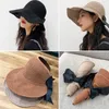 Wide Brim Hats Fashion Women Summer Woven Mesh Sun Visor Cap Sweet Bowknot Open Top Roll-Up Packable Travel UV Protection Beach Hat