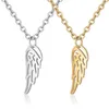 Pendant Necklaces Stainless Steel Angel's Wing Necklace Gold Color God's Protection Amulet Charm Lucky Jewelry