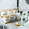 Бутылки для хранения 3pcs/Set Ceramic Cover Jars Современный стиль сахарная соль сушеные фруктовые банки