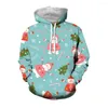 Men's Hoodies Jumeast 3D Christmas Santa Hat Printed Hoody Men Casual Cartoon Graphic Cute Festival Clothing Oversize Long Sleeve Tops