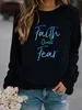 Damen-Kapuzenpullover, Sweatshirts, Damen-Kapuzenpullover, Faith Over Fear, mit Buchstaben bedruckt, Damen-Kapuzenpullover, Fleece, langärmelig, O-Ausschnitt, lockeres Sweatshirt, Mädchen-Pullover, Winter, 230113