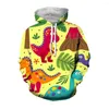 Sweats à capuche pour hommes Jumeast 3D Animal Flamingo imprimé Floral hommes Vintage dessin animé kangourou poche sweats à capuche esthétique vêtements de jeunesse