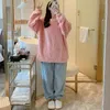 女性用スリープウェアラージ5xl 6xl冬のフランネルパジャマセット厚い家庭服温かい女性のスーツソフト2ピースズボン特大ベルベット