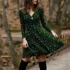 Casual Dresses Women Party Culb Dress V Neck Long Sleeve Female Elegant Sexig Floral Mini Vestidos Curtos #G2