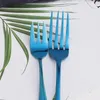 Ensembles de vaisselle 30pcs en acier inoxydable Couplerie bleu cote de table Set à la maison Mariage Dîner Flowsware Forks Couteaux Spoons Aige.