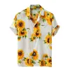 Camisetas masculinas harajuku masculino de verão Floral Camiseta colorida de manga curta colorida Botões soltos camisa casual havaiana para camisetas