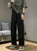 Men's Pants High Street Fashion Men Sweatpants Casual Straight Hip Hop Mopping Trousers Grey Black Cargo