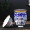 Bowls Chinese Style Ceramic Household Bowl Single Enamel Bone China Set High Foot Anti-Scald Rice Shouwan Porringer