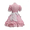 Festklänningar söt tjej kawaii bow lolita klänning vintage ruffles puff hylsa