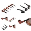 Smoking Pipes 2021 Manufacturers Directly Supply Red Stone Nanmu Pipe Mahogany Bite Mouth Classic Wooden Convenient To Carry Drop De Dhj3A