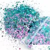 Nail Glitter 50G/Bag Chameleon Art Mix Size Chunky Hexagon Laser Sequins Colorf Shiny Mermaid Manicure Flakes Decorati Dhkuj