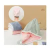 Toalla engrosada de doble capa Coral Fleece Magic Hair Dry Cap para mujeres niñas Baño Sombreros de baño Secado rápido Soft Lady Turban Drop D Dh4Le