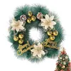 Dekorativa blommor Pine Cone Wreath Artificial Needle With Christmas Balls and Cones Green Branches Reef för ytterdörren