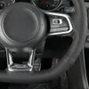 Для Volkswagen Golf 7 Mk7 Polo Scirocco 2015 2016, сшитый вручную, не скользящий черный кожаный рулевой рулевой руль