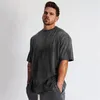 Camisetas para hombre, camiseta de verano para culturismo, Fitness, sólido para hombre, de gran tamaño, Hip Hop, manga corta, informal, ropa de calle para hombre, camisetas superiores