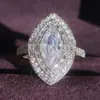 2023 Top Sell Wedding Rings Vintage Jewelry 925 Sterling Silver Marquise Cut White Topaz CZ Diamond Gemstones Party Eternity Women Engagement Band Ring Gift