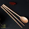 Ensembles De Vaisselle 4PCS / Lot Cuisine Cuillère En Bois Baguettes Bambou Ustensile De Cuisine Outil Restauration Assiettes À Dîner Couverts Ensemble Aparelho De Jantar