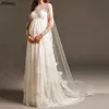 Maternity Plus Size Wedding Dresses For Pregnant Women Long Sleeves Lace Appliqued Stylish Bridal Gowns Sweep Train Backless Boho Garden A Line Vestidos CL1693