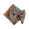 Bow Ties 1set heren zakdoek en knoop knoop set polyester zijden jacquard retro gentleman pak picky square voor feestbedrijf