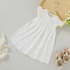 Kız elbise bebek elbise yaz kolsuz doğdu katı elbise moda sevimli bebek yürümeye başlayan çocuk kıyafetleri 0-18m beyaz skir