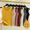 Camisoles Tanks 2023 Autumn Winter Fashion Warm Plus Size M-2XL女性綿トップスベースのノースリーブレースベスト底