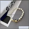 Chain Designer Enamel Pearl Hand Strung Fashion Pearls Link Bracelets Luxury Senior Magnetic Suckers Party Wedding Accessories Dh9Tp