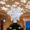 Christmas Decorations Tree Topper LED Star Projector 3D Glitter Hollow Rotating Snowflake Lights For Xmas Party Holiday Indoor Decor