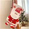 Kerstdecoraties UPS SOCK TAG Gebreide Threensional Santa Claus Snowman Gift Eve Candy Socks Wholesale Drop Delivery Home Garden DHJ28