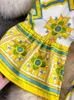 Abiti casual Pista autunnale Abito lungo Abito da donna Bohemian Giallo limone Stampa Blu e bianco porcellana manica svasata Abiti lunghi da festa