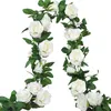 Fleurs décoratives 3 pièces 2M fausse guirlande de roses soie artificielle vignes de fleurs blanches suspendues chaîne de mariage florale décor de jardin de fête