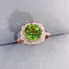 Anelli a grappolo Fiore rotondo Grande anello Naturale Vero verde Peridoto Argento sterling 925 9 9mm 3,5 ct Pietra preziosa Gioielleria raffinata J22781